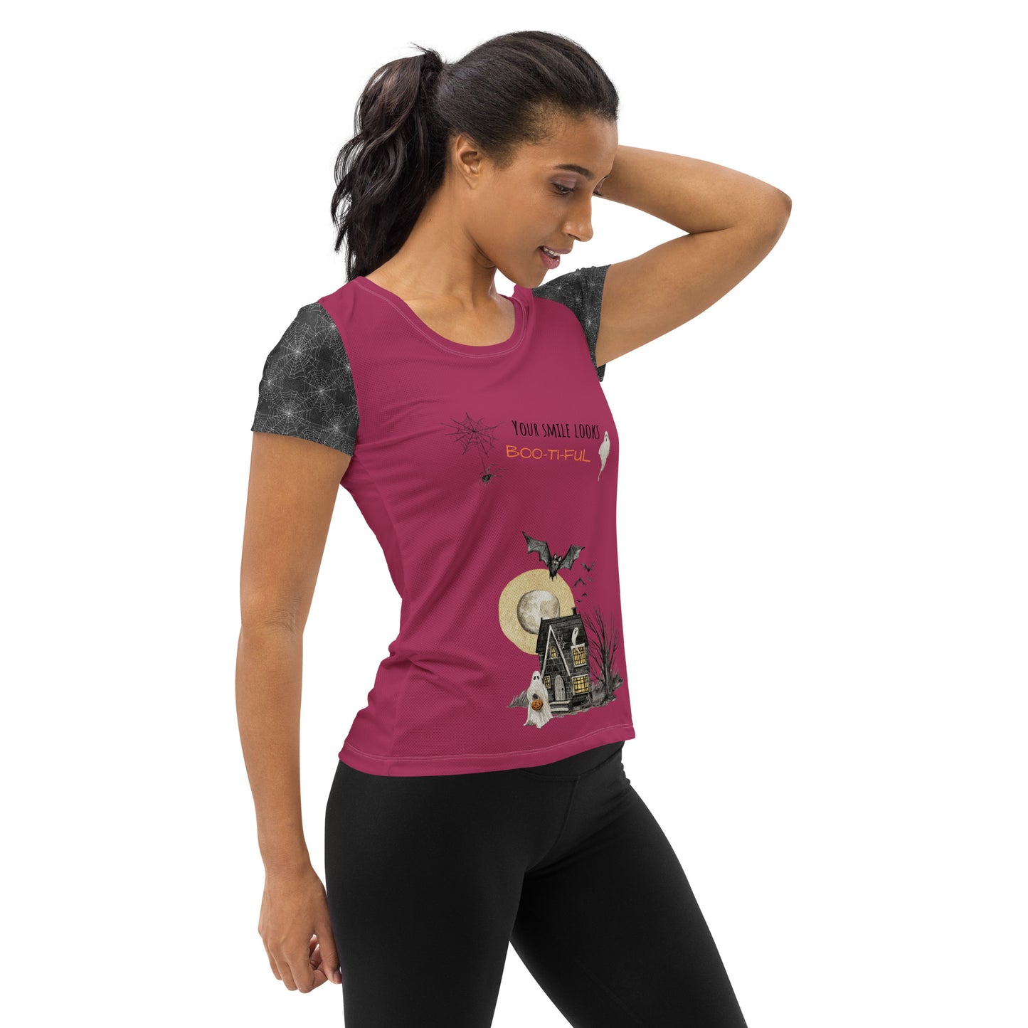 Women's "Boo-ti-ful Smile" Athletic T-Shirt | Lipstick