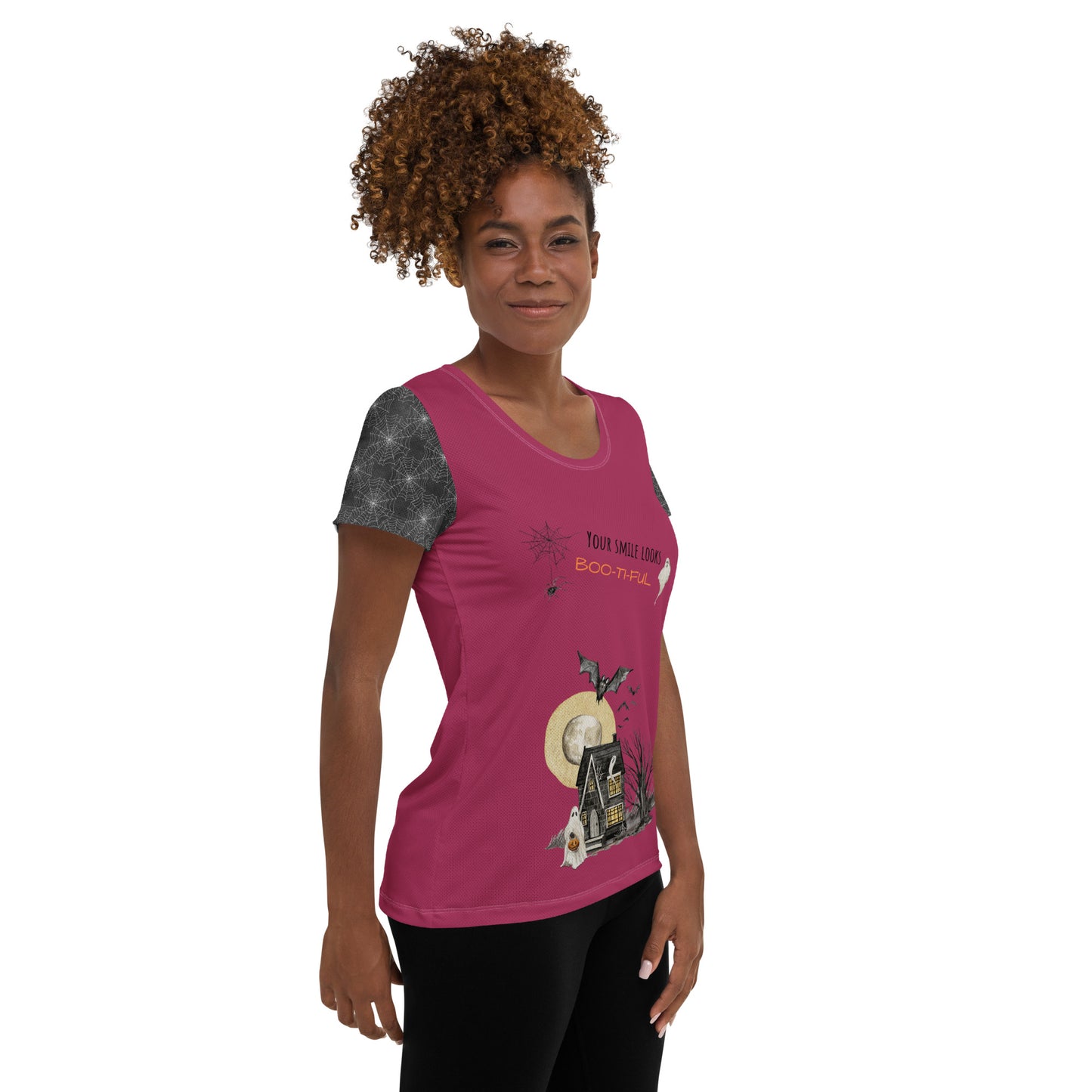 Women's "Boo-ti-ful Smile" Athletic T-Shirt | Lipstick