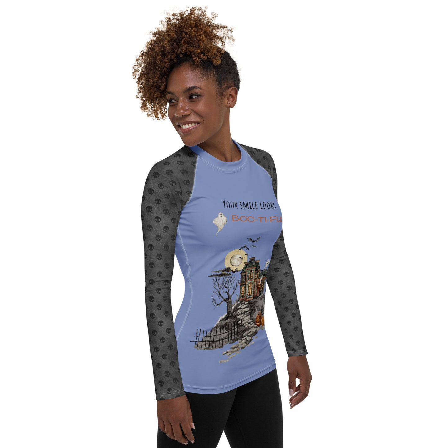 Women's "Boo-ti-ful Smile" Long-Sleeve Top | Wild Blue Yonder